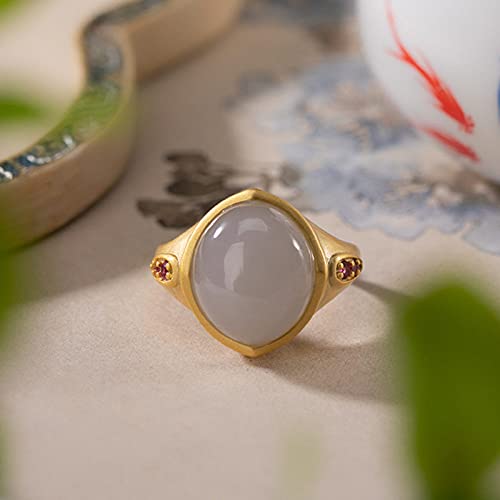Bague ajustable femme argent 925 authentique anneau ouvert pierre de jade