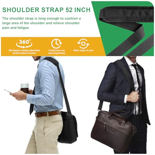 Image of Ameri 52 inch Bag Shoulder Strap, Universal Adjustable Shoulder Belt Replacement Laptop Bag Shoulder Strap with Padded Metal Hooks for Briefcase Computer Messenger Bag Laptop Case, Black
