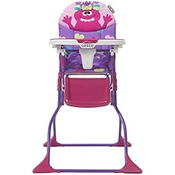 1 of Cosco Kids Folding High Chair for Babies and Toddlers (from 6 Months to 50 lbs) Simple Fold Deluxe with 3-Position Tray, Portable High Chair, Monster Shelley