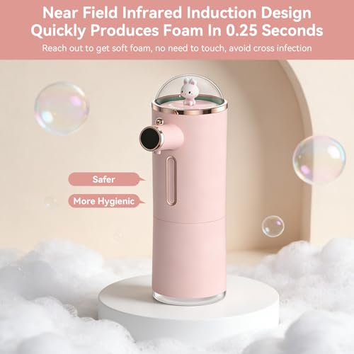 Image of Automatic Soap Dispenser, Cute Foaming Touchless Soap Dispenser Smart Foaming Hand Animal Shape for Bathroom Countertop (Pink)
