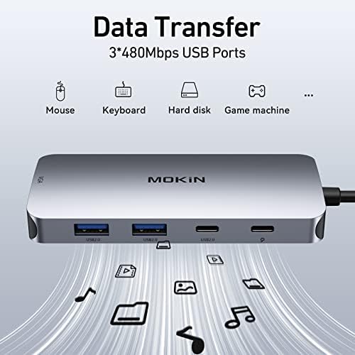 USB C Docking Station Dual DisplayPort, 8 in 1 USB Hub with 2 DP, HDMI, VGA, USB C 2.0, A 2.0, PD Charging Port, Multi Monitor Adapter for Dell/HP/Lenovo Laptops - 5