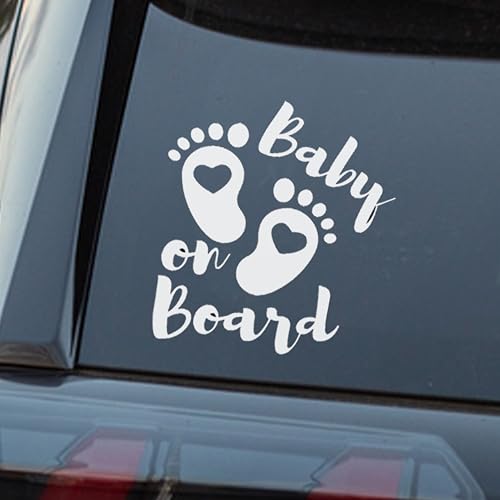 Bratiki - Baby on Board Car Sticker, 6.5 x 5.5 inches Baby on Board, Waterproof and UV-Resistant Baby on Board Sticker, Durable Baby Sign for Safety Awareness, Easy to Apply for Window or Bumper