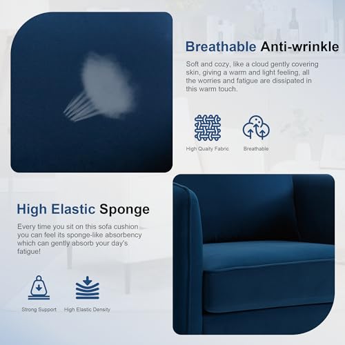 Sillón Plegable Terciopelo Azul miniatura 5