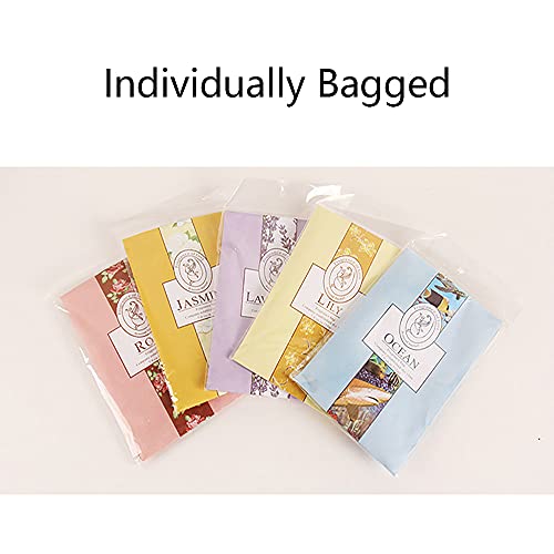 WDEC 12*20g Kleiderschrank Aromatherapie Kleiderbügel, Beutel, Für Schubladen, Schränke, Schränke, Badezimmerautos, 10 Stück Lavendel, Jasmin, Lilie, Rose, Ozean，Zitrone