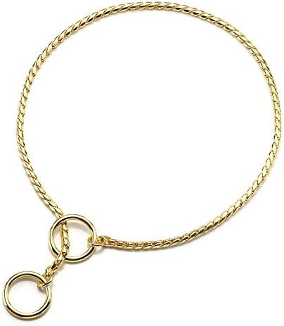 Mogoko Stainless Steel Dog Choke Chain Collar, Puppy Metal Snake Chain Pet Show Slip Collar Choker for Training Walking (Gold;20.0"*4.0mm)
