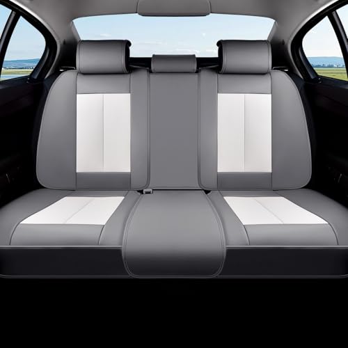 Image of Coverado Car Seat Covers, Back Seat Cover for Dogs, Faux Leather Car Seat Covers Backseat, Car Seat Cushion, 3-Pieces Waterproof Universal Seat Covers for Cars Fit for Most Sedans SUV, Gray&White