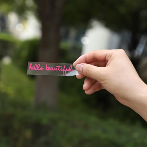 Image of 10X Hello Beautiful Rearview Mirror Decal, Vinyl Car Window Stickers for Women - Self Affirmations Water Bottle Laptop Decals Gift Accessories