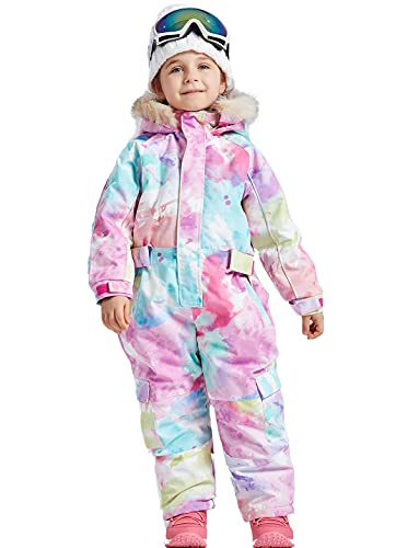 Image of Kids Girls Boys Waterproof Colorful One Piece Snowsuits Coveralls Ski Suits Jackets Winter Jumpsuits