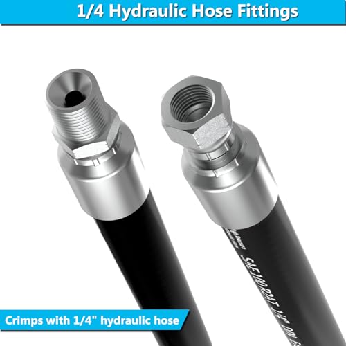Image of 24PCS 1 /4 inch NPTF Male & 1 /4 inch JIC 37 Female Hydraulic Hose Fittings, Hydraulic Hose Crimp Fitting Ends for Air Hose Repair Kit
