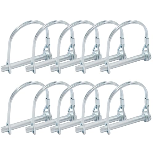 Verkelly 10 Pcs 1/4" x 2" Round Shaft Locking Pin, 1/4" Pto Pin Wire Lock Pin Heavy Duty Safety Coupler Pin Hitch Pin Trailer Locking Pin