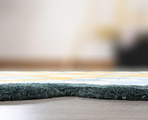 Tapete de Lana Handmade 182x122 cm Azul Claro miniatura 6