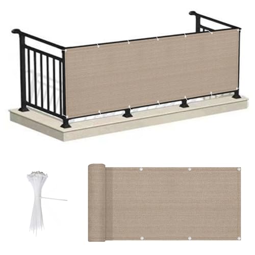 Gelber Balkonschirm - 40 x 360 cm Wind- und UV-Schutznetz mit Ösen und Kabelbindern, 40 cm/50 cm Höhe für verbesserten Outdoor-Komfort & Privatsphäre