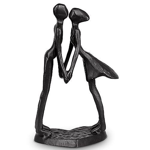 QCXWCJWD Couple Art Metal Ornament Figurine, Affectionate Kissing Couple Statue Romantic Heart Iron Sculpture, Modern Accents Abstract Figurine Decorative Gifts for Anniversaries Proposal Valentine