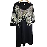 Photo Gallery hollir tiger xl-4xl, maglietta da donna, lunghezza al ginocchio, taglie grandi, estiva, con tasche, maniche e strass, elegante, nero , xxxl Photo Gallery hollir tiger xl-4xl, maglietta da donna, lunghezza al ginocchio, taglie grandi, estiva, con tasche, maniche e strass, elegante, nero , xxxl