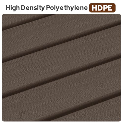 Image of Psilvam HDPE Outdoor Bench, 2-Person Backless Garden Bench, Brown, 2PCS
