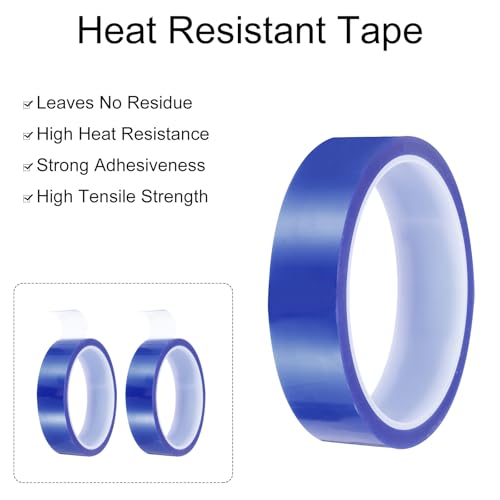Image of uxcell Blue Heat Tape, 1 Roll 25mmx33m 108ft High Temperature Heat Resistant Tape for Sublimation,Heat Vinyl Press,Heat Transfer, Circuit Board, No Residue