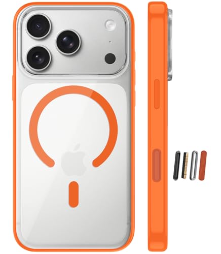 Image of Golden Sand Aura MagSnap Series Transparent Back Cover for iPhone 17 Pro Max 5G | Ultra-Clear Glass Feel | Military Grade Protective Case, Camera Protection (Cosmic Orange)
