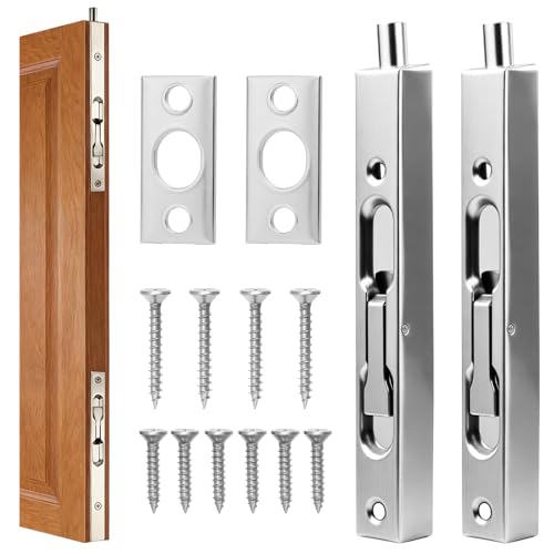 Image of 2PCS 150mm Stainless Steel Flush Bolt Lock, Concealed Door Latch