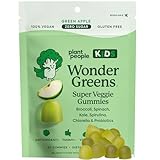 WonderGreens Kids Super Veggie Gummies – Sugar-Free, Allergen-Free Multivitamin for Picky Eaters with Probiotics – Tummy & Immune Support – Green Apple Flavor (30 Count)