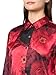 KARL LAGERFELD Paris Women's Button Down, Black/Admiral Red Multi, Large