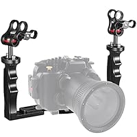 Unterwasser-Kamera Handle Tray Bracket, Dual Handle ausziehbare Aluminiumlegierung Video-Stabilisator-Halter mit 2 1-Zoll-Kugelklemme Mount für Unterwasser-Kamera tauchen Gehäuse