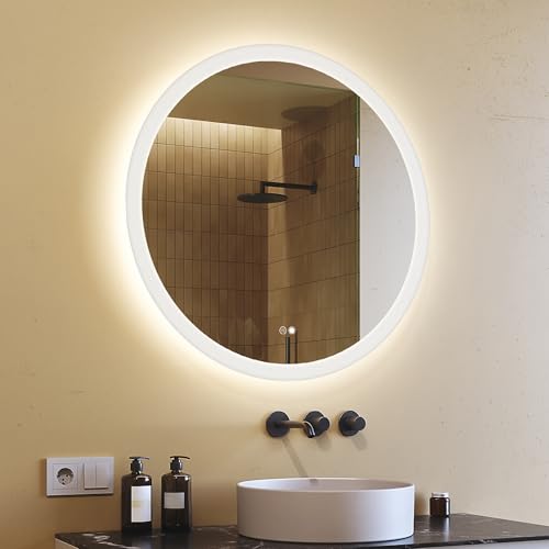 A ARTFORMA Specchio Rotondo da Bagno LED -80cm- Specchio illuminazione a LED e Interruptore touch, Antifog