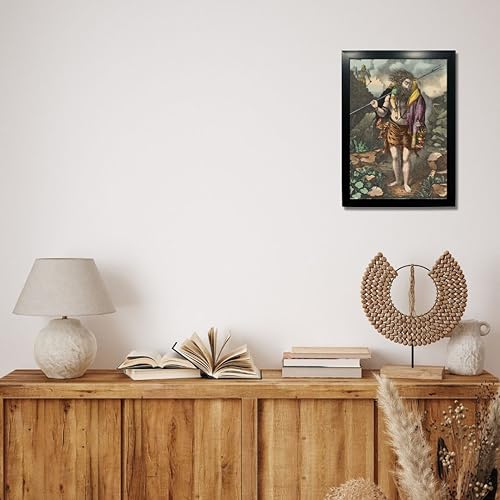Image of Kagaz Kala - Vintage Art Prints - Hindu God Photos with Frames For Pooja Room Bedroom Living Room Decor Gifts Framed (Shiva Mahadev)