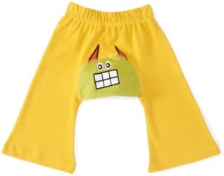 Sckoon Baby Organic Cotton Ha-Ha Monster Pants, Yellow, 1-2