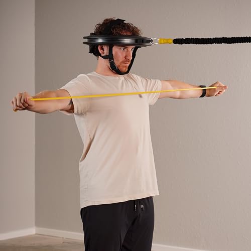 Iron Neck Resistance Bands Rehab Kit - Includes 5-lb & 10-lb Resistance Bands, Extra Light Power Band, & Drawstring Bag - Neck Trainer, Exerciser, & Strengthener Home & Gym Use - Home Gym Accessories