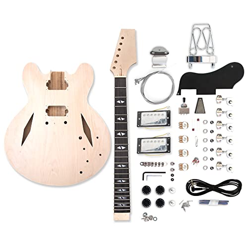 The FretWire DIY Electric Guitar Kit - DIY Build Your Own Guitar, Guitar Setup Kit, DIY guitar Kit for Beginners and Professionals (Semi Hollow Diamond)