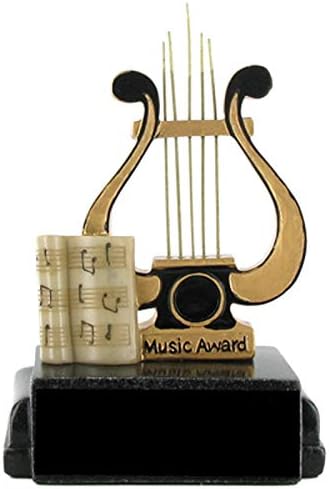 SHOP AWARDS AND GIFTS Customizable 5 Inch Height Hand Painted Music Lyre Resin Trophy, Includes Personalization