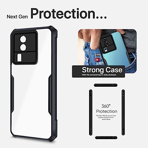 Image of Pikkme iQOO Neo 7 5G Back Cover | Crystal Clear Transparent Back | Ultra Hybrid | Full Camera Protection | Raised Edge | Bumper Back Case (Black)
