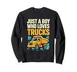 just a boy who loves trucks funny dump truck amante ragazzi bambini felpa