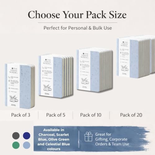 Image of Pocket Notebook A6 Pack of 20 | Mini Notebook for Office, Travel & Daily Notes | Celestial Blue Tree-Free Coffee Husk Paper Cover | FSC Recycled Pages | Small Notepad