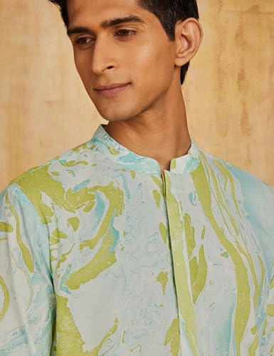 Image of Amazon Brand - Symbol Cotton Screen Print Regular Men's Smart Length Kurta