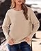 BTFBM Casual Women 2025 Fall Sweater Long Sleeve Ribbed Knit Pullover Loose Crewneck Batwing Split Sweater(Apricot,Small)