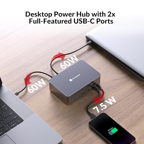 AV Access KVM Switch Dock 2 Monitore 2 Laptops, 4K KVM Switch Dual Monitor, 2 USB-C MST Ports, 60W PD für jeden PC, 1G Ethernet, EDID Emulation, 2K@144Hz, 1080P@240Hz, Ideal für Home Office & Gaming – Bild 4