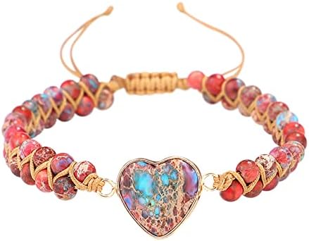 Healing Stone Bracelet Beads Yoga Bracelet Turquoise Natutal Stone Chakra Crystal Energy Heart Charm Bracelet Handmade