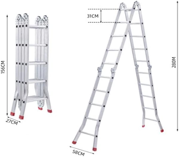 Telescoping Extension Ladder, Telescoping Ladders Eight-Legged Ladder Household Folding Telescopic Engineering Double-Sided Herringbone Thickening Ladder Lifting Aluminum Alloy for
