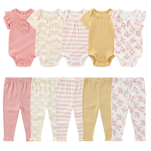 MAMIMAKA - MAMIMAKA Newborn Baby Layette Gift Set 10-Piece Baby Boy Girl Short Sleeve Bodysuits with Pants Infant Outfit Essentials, 0-3 Months - Best Deal on Amazon