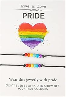 LGBT Lesbian Gay Pride Bracelet for LGBTQ Gay Lesbian Gifts for Bisexuality Transgender Gifts Couple Gifts for her Lesbian Gay Rainbow Bead Bracelet 2 Pcs