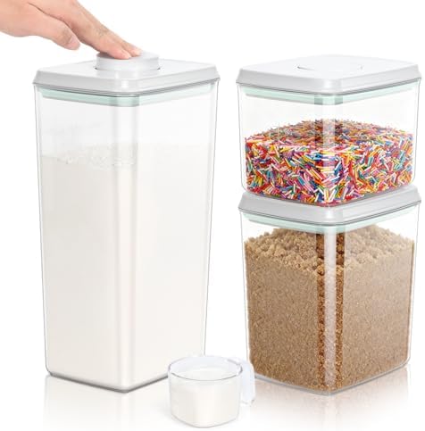 TBMax Flour Sugar Storage Container 3Pack 1.26+2.11+3.48 Quart, A...