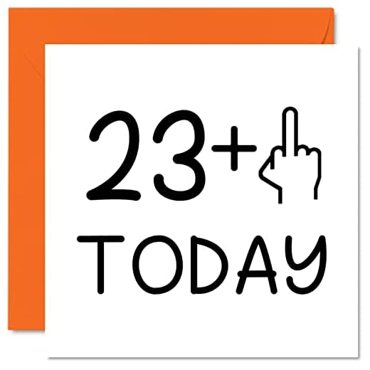 Tarjeta cumpleaños 24 años divertida mujer, dedo medio, tarjetas cumpleaños groseras hombres, tarjetas felicitación cumpleaños 145 mm x 145 mm, tarjetas broma hija, hijo, hermana, hermano, tía tío