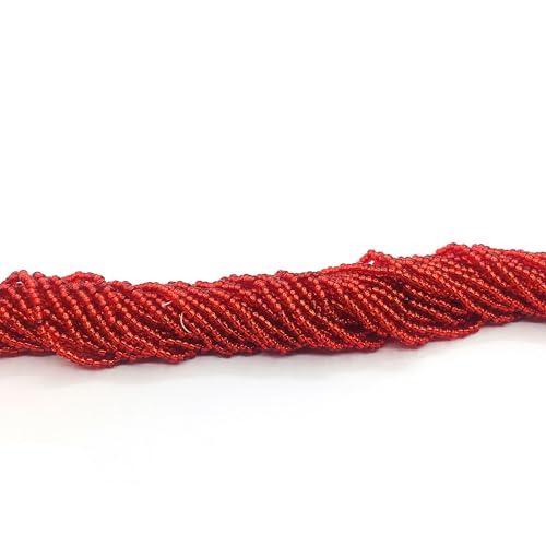 Perlin Seed Beads Native American Seed Beads Pony Beads Preciosa Ornela Czech 2 mm 9000 Pieces CZ 11/0 on Multiple Strands Red Silver Insert Round - Image 4