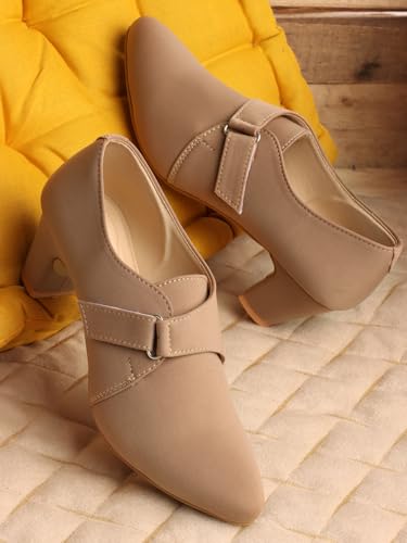 Image of Stylish Comfortable Block Pump Heels Perfect for Winter, Elegant Party Black and Brown Sandals for Womens & Girls