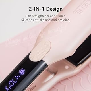 ANGENIL Lisseur à Cheveux 4,5 cm Lisseur Professionnel Chauffage Rapide 15 s Lisseur 2 en 1 Boucleur et Lisseur Double Tension Lisseur de Voyage 160 °C - 240 °C LCD Réglable