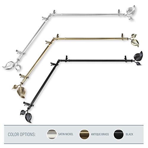 A&F Rod Decor - Leaf Corner Window Curtain Rod 48-84 Inch (Each Side) - Antique Brass #TOP1