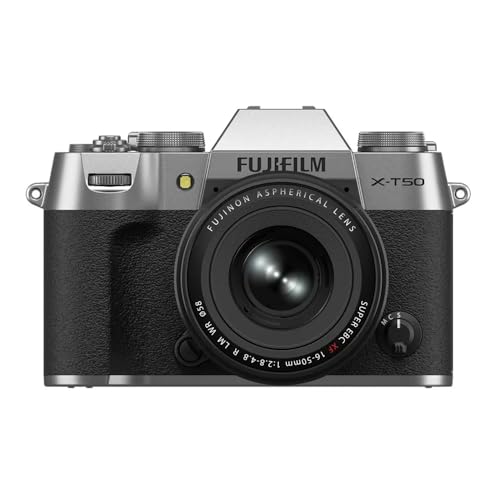 Image of Fujifilm X-T50 40 MP APS-C X-Trans Sensor|Retro Style mirrorless Camera|4k /6.2k vlogging|High Speed Recording FHD 240fps|Advance AF with 16-50mm Optical Zoom Lens f /2.8-4.8 - Silver