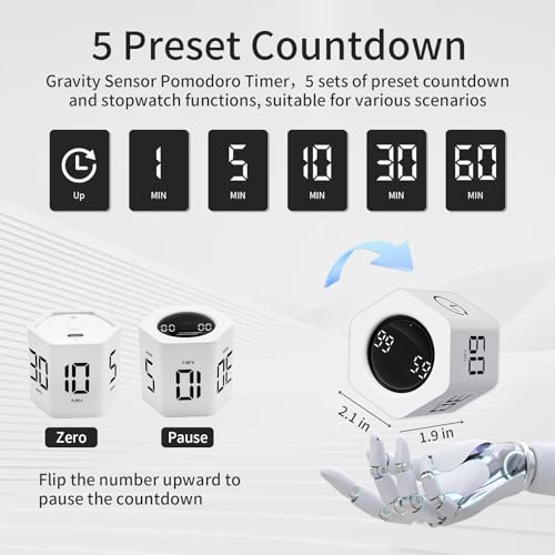 Minuteur Pomodoro LUCKY TIME cube hexagonal pour cuisine et étude - 4