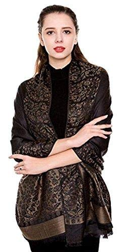 World Of Shawls Women's Red / Back Reversible/Two Sided Print Self Embossed Pashmina Feel Wrap Scarf Stole Scarves Shawl (Red/Back)